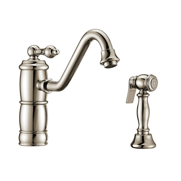 Whitehaus Collection Vintage III+ Polished Nickel 1-handle Deck Mount Low-Arc Handle/Lever Residential Kitchen Faucet