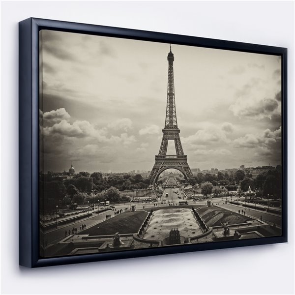 Designart 18-in x 34-in Vintage View of Paris France with Black Wood ...