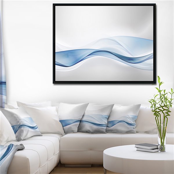 Designart 30-in x 40-in 3D Wave of Water Splash Canvas Art Print with Black Wood Frame
