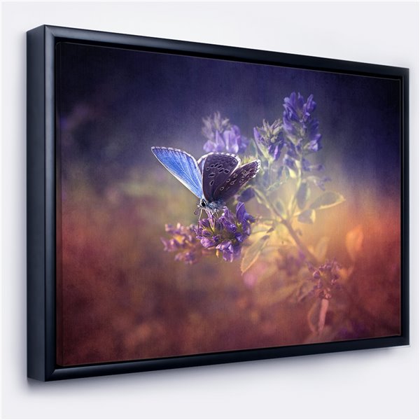 Designart 32-in x 42-in Vintage Butterfly with Black Wood Framed Canvas ...