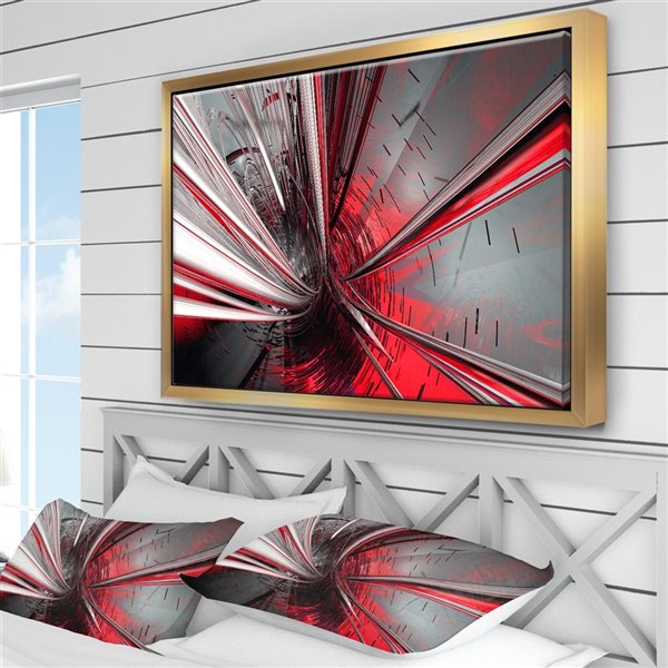 Designart 12-in x 20-in Fractal 3D Deep into Middle with Gold Wood Framed Canvas Wall Panel