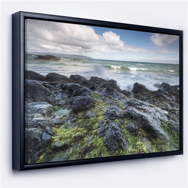 Designart 30-in x 62-in Rocky North Ireland with Black Wood Framed ...