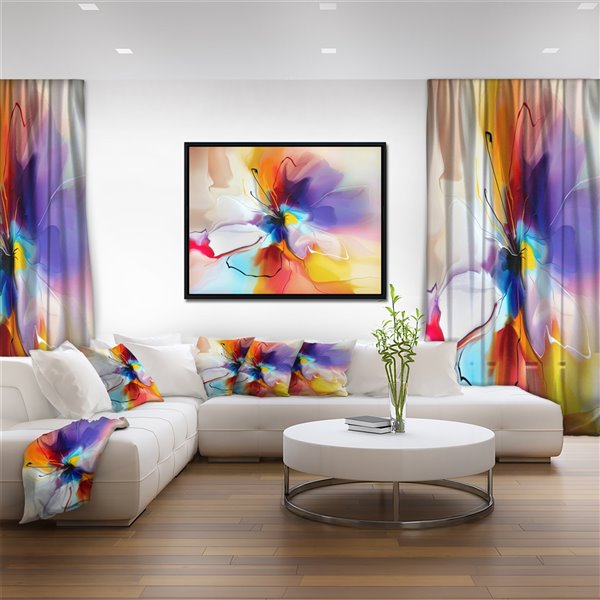 Designart 30-in x 40-in Creative Flower in Multiple Colours with Black Wood Framed Canvas Art Print