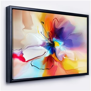 Designart 30-in x 40-in Creative Flower in Multiple Colours with Black Wood Framed Canvas Art Print