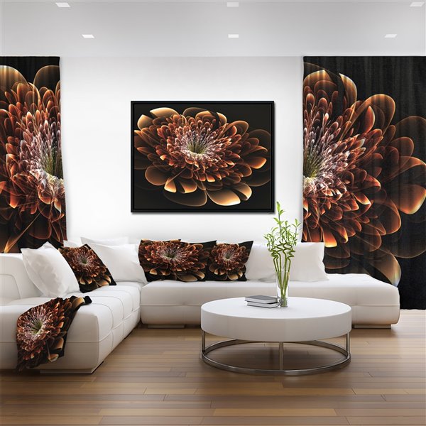 絵画 flk041220 Designart 32-in x 42-in Brown Fractal Flower with Black Wood