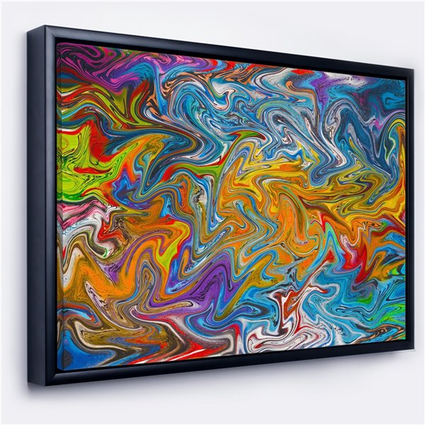 Designart 28-in x 60-in Fractal Flowing Colours with Black Wood Framed Canvas Wall Panel