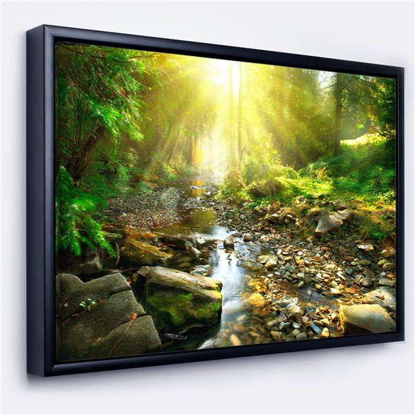 Designart 12-in x 20-in Mountain Stream in Forest Canvas Print with ...