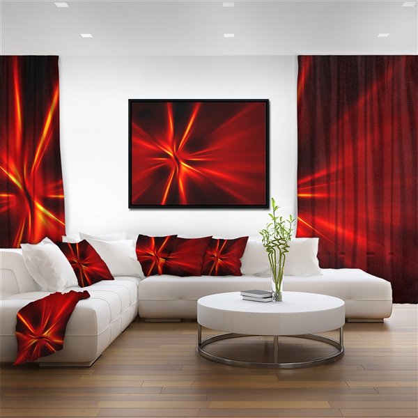 Designart 16-in x 32-in Red and Yellow Rays with Black Wood Framed Canvas Wall Panel