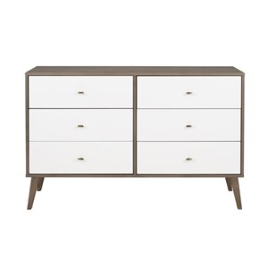 Prepac Milo Drifted Grey/white 6-drawer Double Dresser