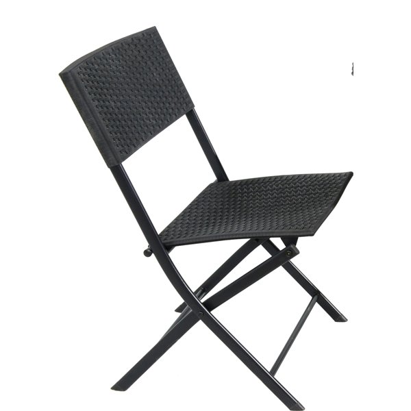 Chaise de balcon fixe en métal noir avec siège tissé par Sunmate Casual