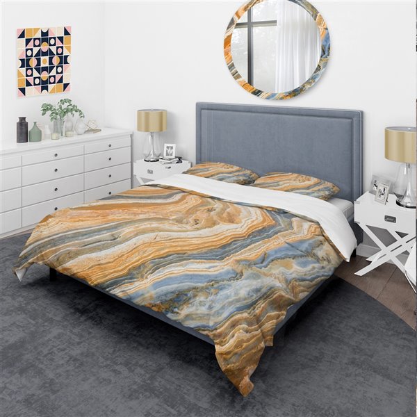 Designart 3-Piece Orange Abstract Queen Duvet Cover Set BED19124-Q | RONA