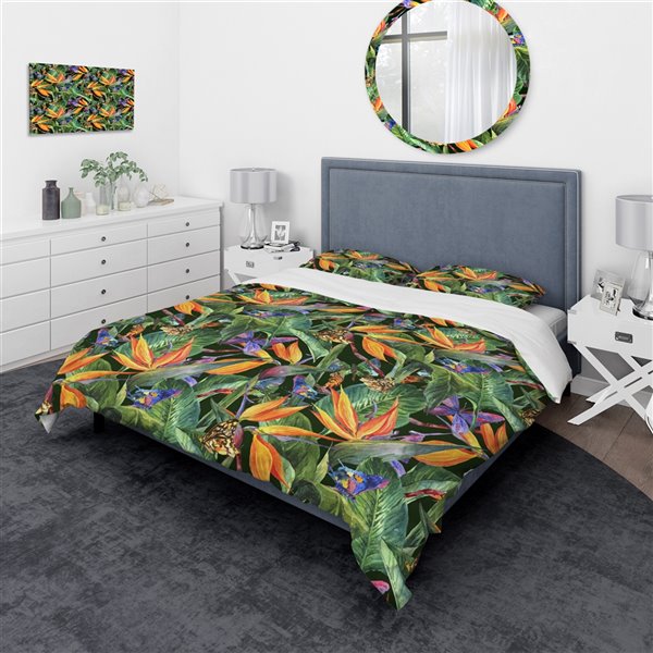 DesignArt 3-Piece Green Tropical Twin Duvet Cover Set BED18889-T | RONA