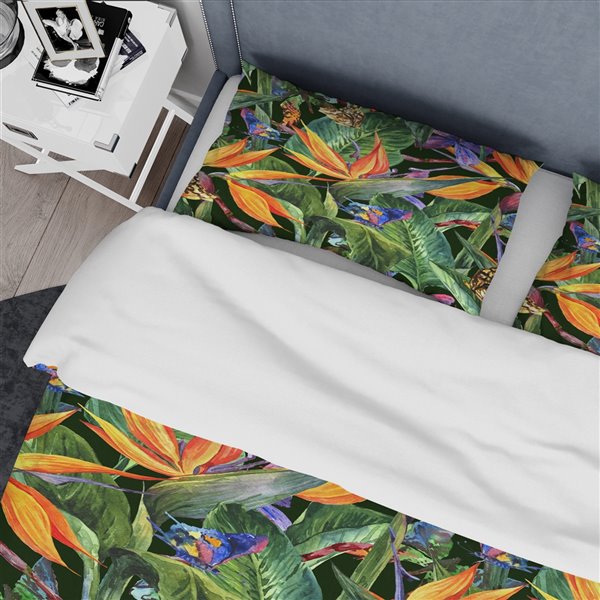 DesignArt 3-Piece Green Tropical King Duvet Cover Set BED18889-K | RONA