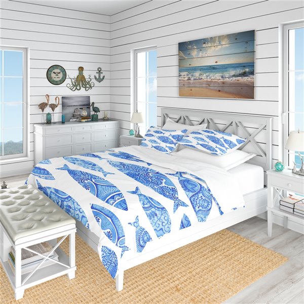 Designart 3Piece Nautical & Coastal King Duvet Cover Set BED16673K RONA