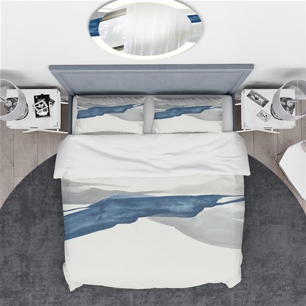 Designart 3-Piece Blue and Grey Queen Duvet Cover Set