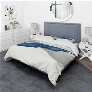 Designart 3-Piece Blue and Grey Queen Duvet Cover Set