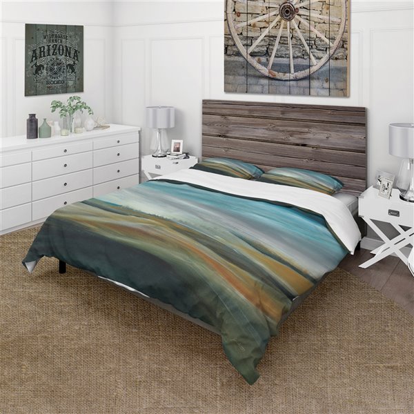 Designart 3-Piece Teal Farmhouse Twin Duvet Cover Set BED30847-T | RONA