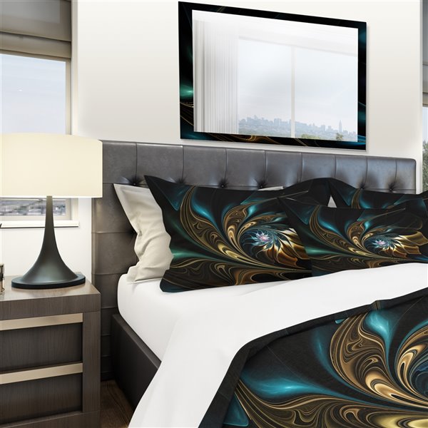 Designart 3-Piece Blue and Black Modern & Contemporary Queen Duvet Cover Set