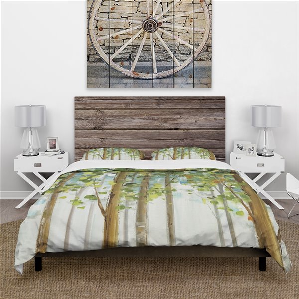 Green Forest Study Twin Duvet Cover, Green Forest Twin Bed Frame