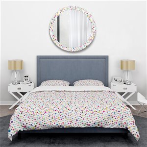 Designart 3-Piece White Colour Waves of Polka Dots Queen Duvet Cover Set