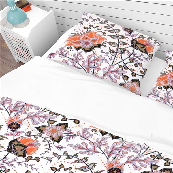 Designart 3-Piece Orange Queen Bohemian & Eclectic Bedding Se