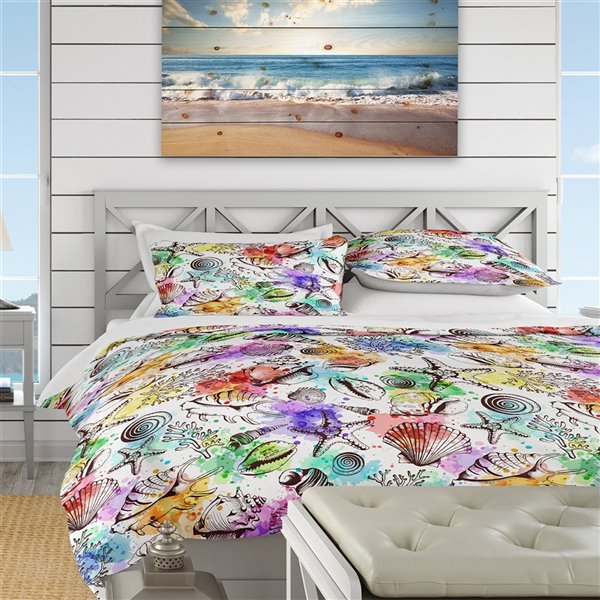 Designart 3 Piece White Twin Nautical, Twin Size Coastal Bedding
