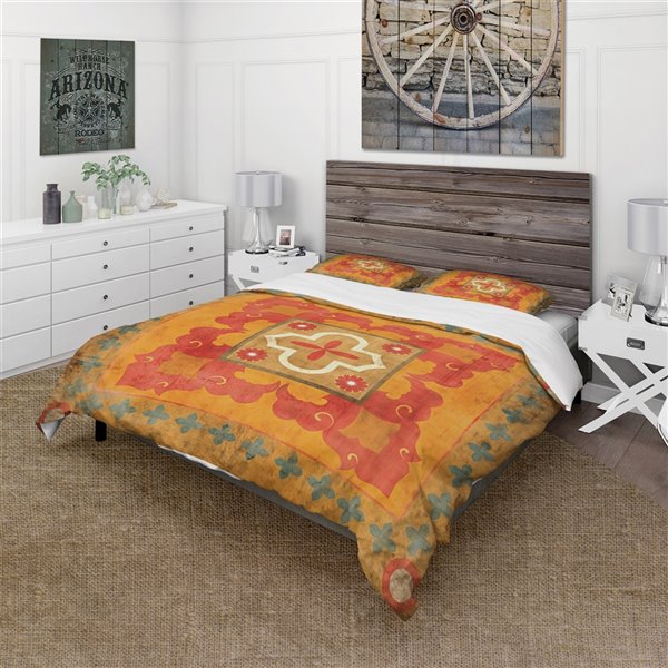 Designart 3-Piece Orange Cottage Twin Duvet Cover Set BED30872-T | RONA