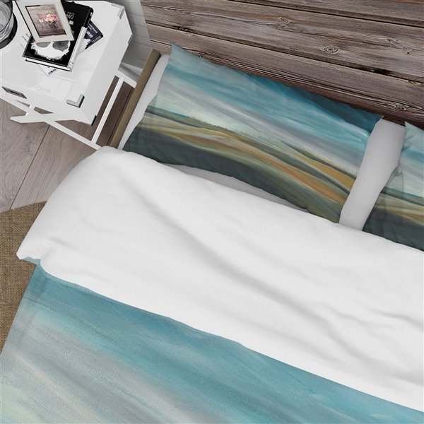 Designart 3-Piece Teal Farmhouse Queen Duvet Cover Set