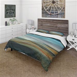 Designart 3-Piece Teal Farmhouse Queen Duvet Cover Set