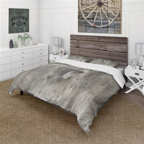 Designart 3-Piece Grey Farmhouse Queen Duvet Cover Set BED30145-Q | RONA