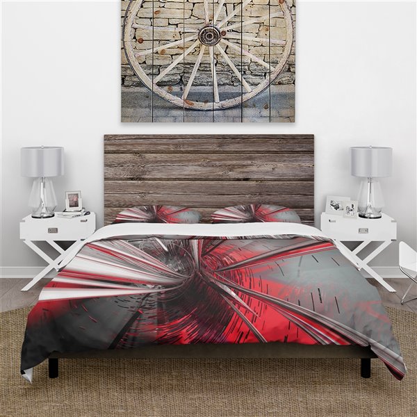 Designart 3-Piece Red Modern & Contemporary Queen Duvet Cover Set