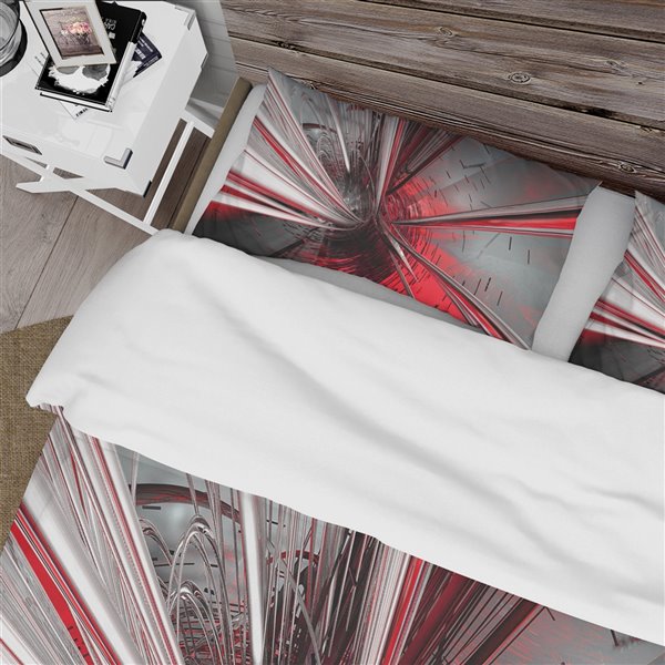 Designart 3-Piece Red Modern & Contemporary Queen Duvet Cover Set