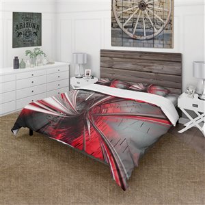 Designart 3-Piece Red Modern & Contemporary Queen Duvet Cover Set