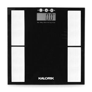 Pèse-personne numérique avec indicateur de masse adipeuse Kalorik, 396-lb, noir