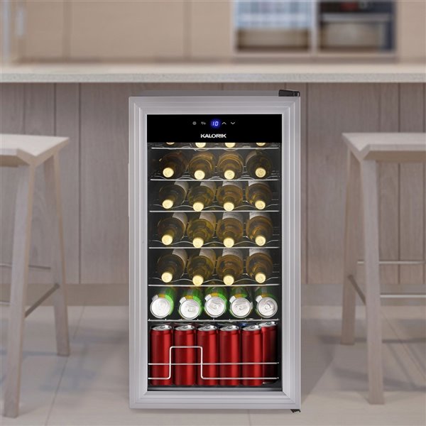 Réfrigérateur à vin et à boissons 2-en-1 de Kalorik, 5,74 pi³, argent