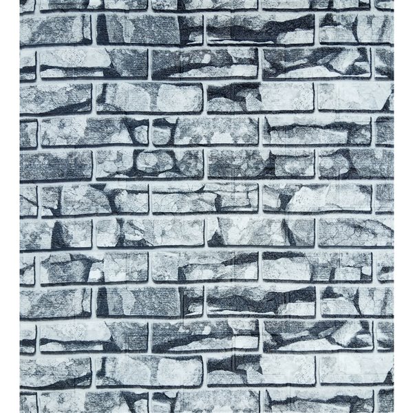 White Grey Faux Stone Self Adhesive 3D Wall Panel, 5-Pack