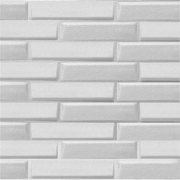 Off-White Faux Brick Self Adhesive 3D Wall Panel, 5-Pack