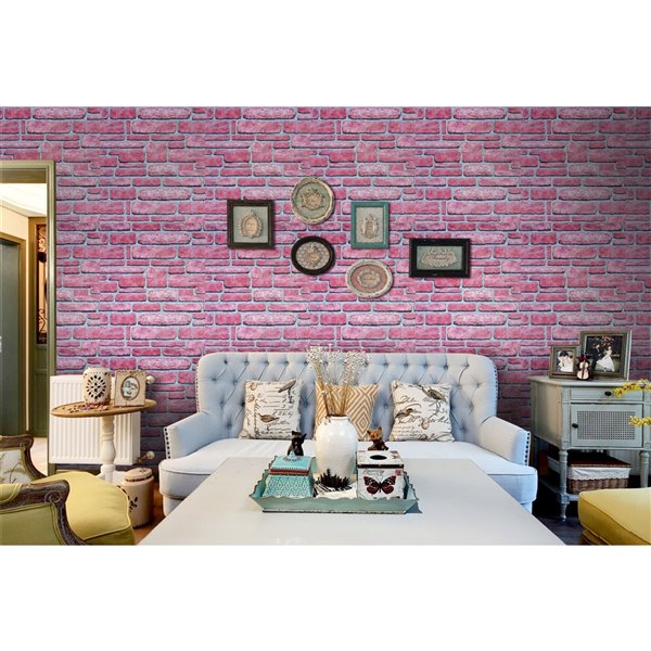 Red Faux Brick Self Adhesive 3D Wall Panel