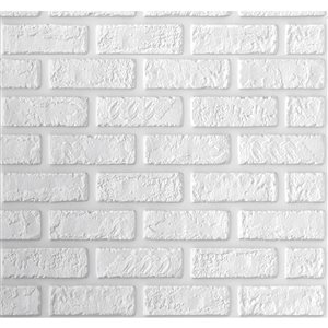 White  Faux Brick Self Adhesive 3D Wall Panel