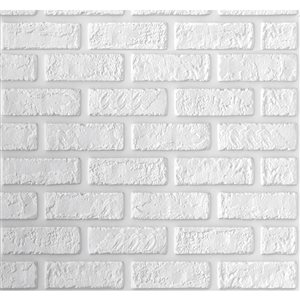 Dundee Deco 10-Pack White Faux Brick Self Adhesive 3D Wall Panel