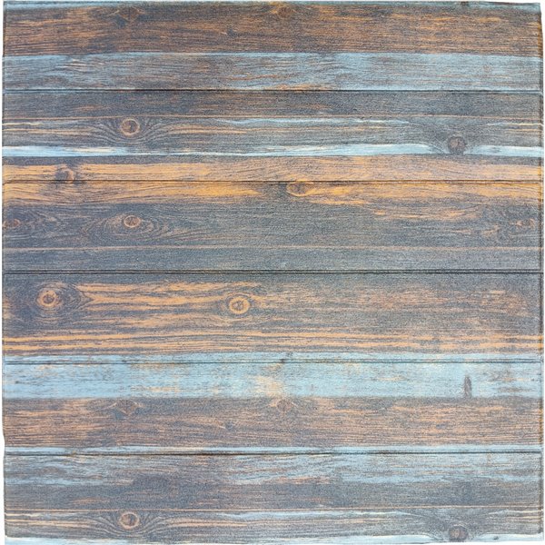 Charcoal Merigold Blue Faux Wood Self Adhesive 3D Wall Panel, 10-Pack