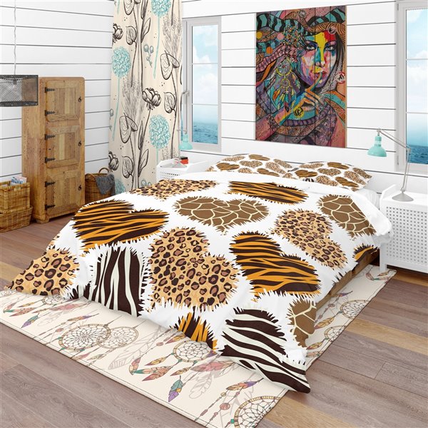 Designart 3-Piece Brown Animal Print Style King Duvet Cover Set BED18639-K  | RONA