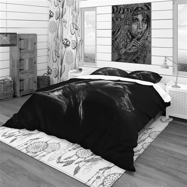 Designart 3Piece Black Southwestern Twin Duvet Cover Set BED16924T RONA