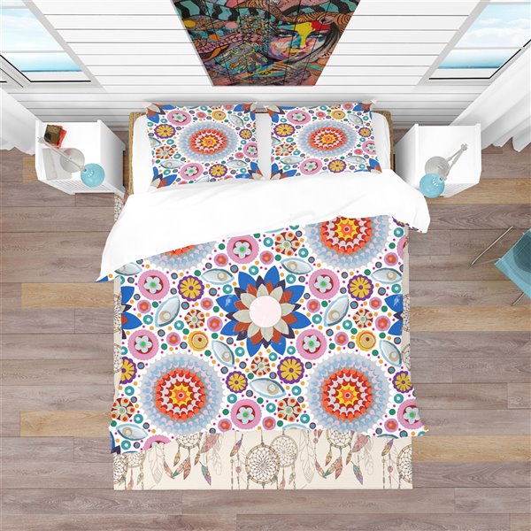 Designart Red Twin Duvet Cover Set 3 Pieces BED18914T RONA