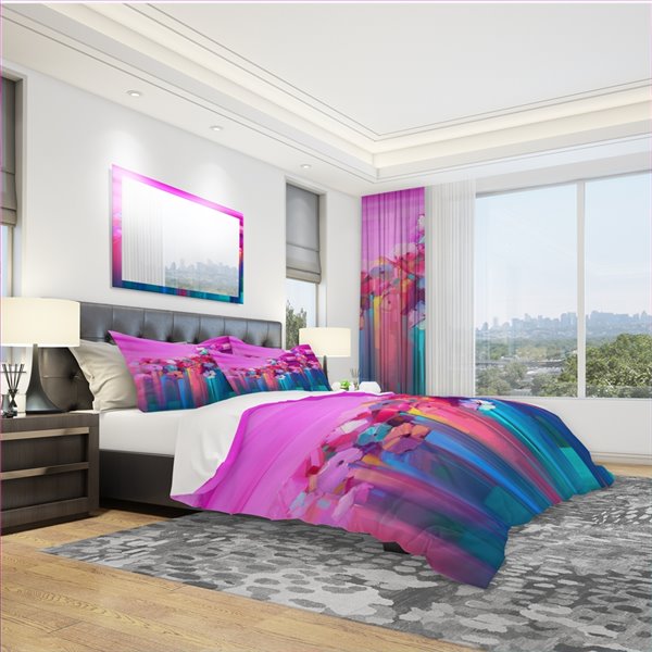 Designart 3-Piece Pink Modern and Contemporary King Duvet Cover Set ...