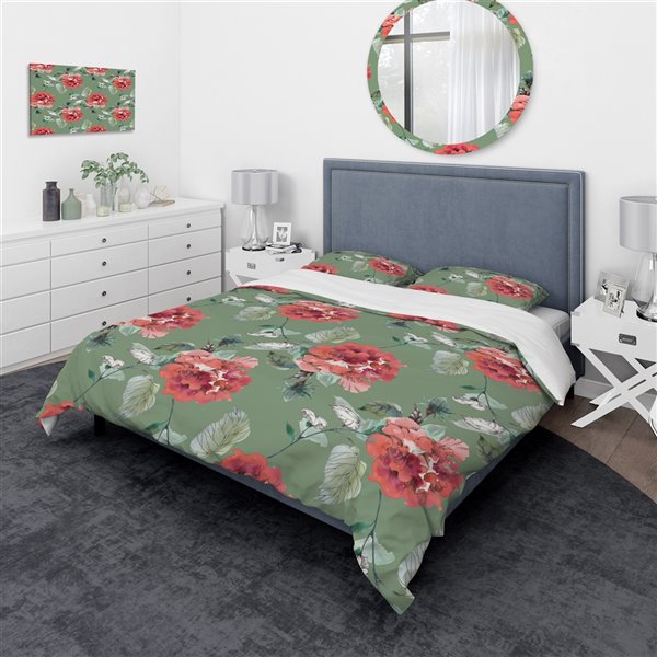 Designart 3-Piece Green Traditional Twin Duvet Cover Set BED17553-T | RONA