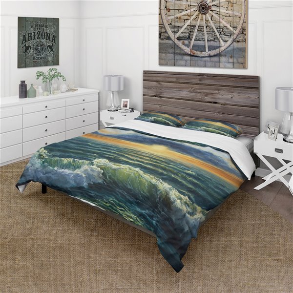 Designart 3-Piece Blue Sea and Shore Twin Duvet Cover Set BED18399-T | RONA