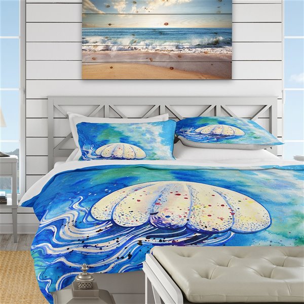 Designart 3Piece Blue Nautical and Coastal King Duvet Cover Set