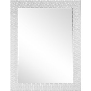 Mirrorize Canada 25-in x 33-in Rectangle White Patterned Framed Wall Mirror