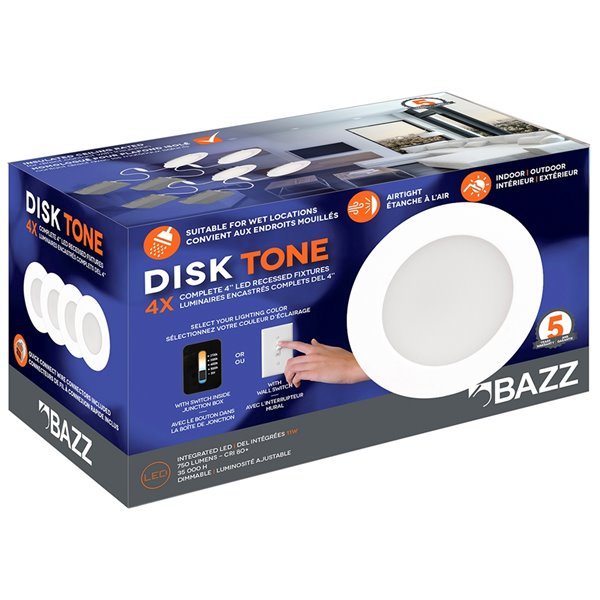 BAZZ 2-in White Airtight Non-IC Shower Recessed Light Kit - 4-Pack